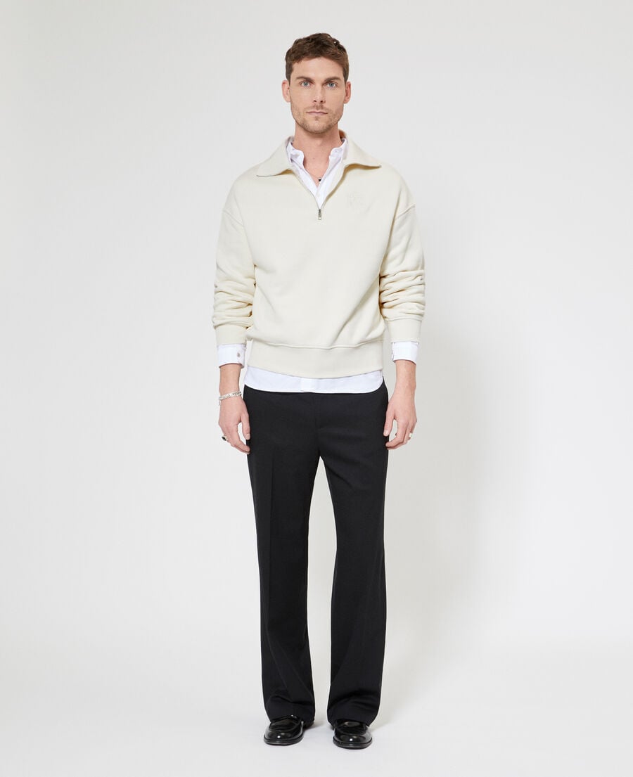 The Kooples HOMME LIGHT BEIGE sweatshirt col camionneur beige