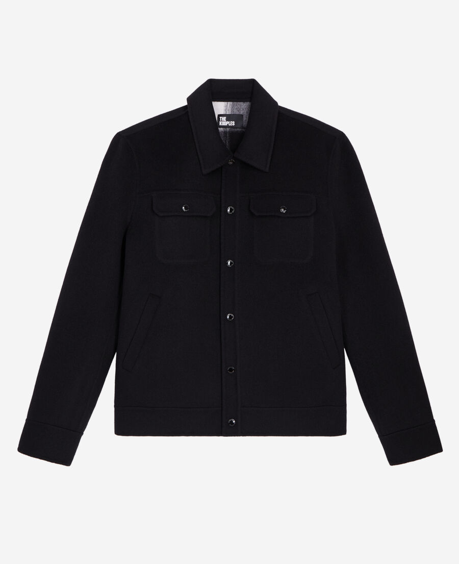 checked wool-blend overshirt style jacket