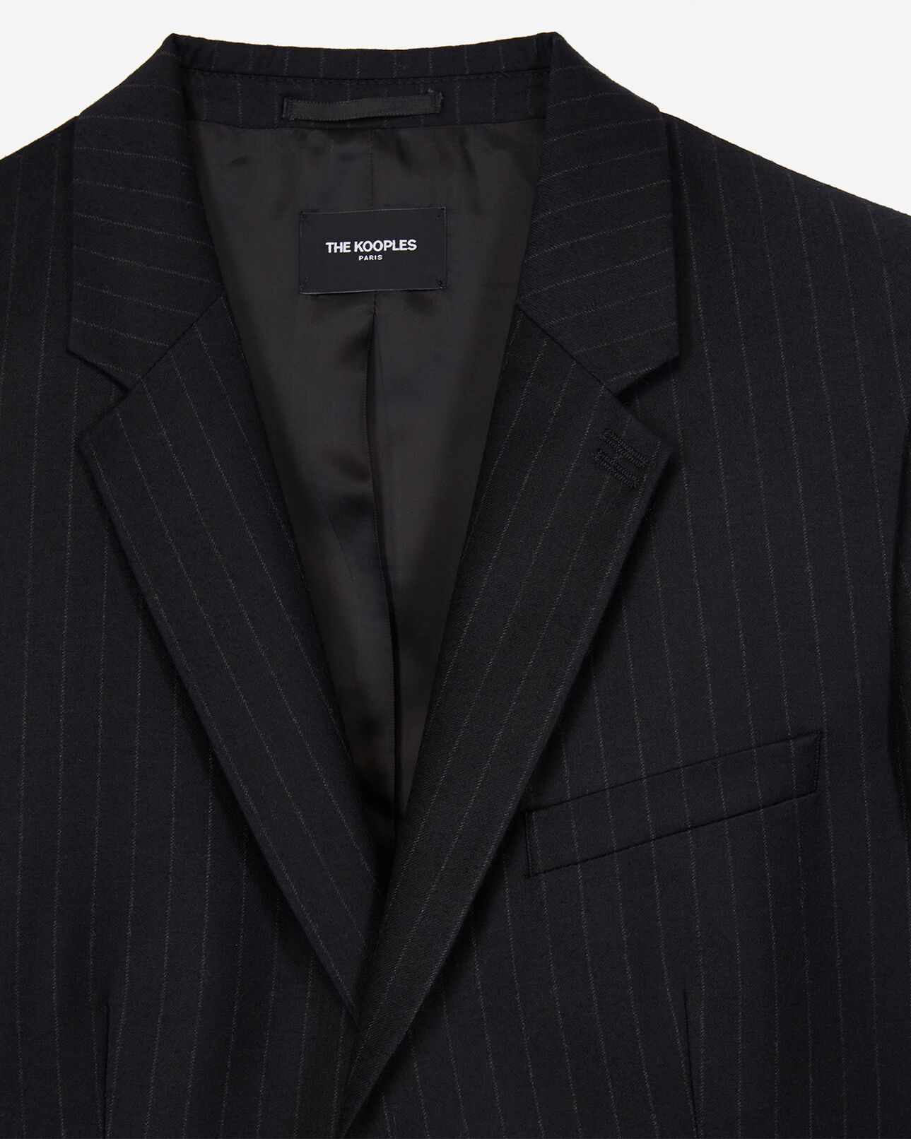 The Kooples HOMME BLACK veste de costume laine noire rayures blanches