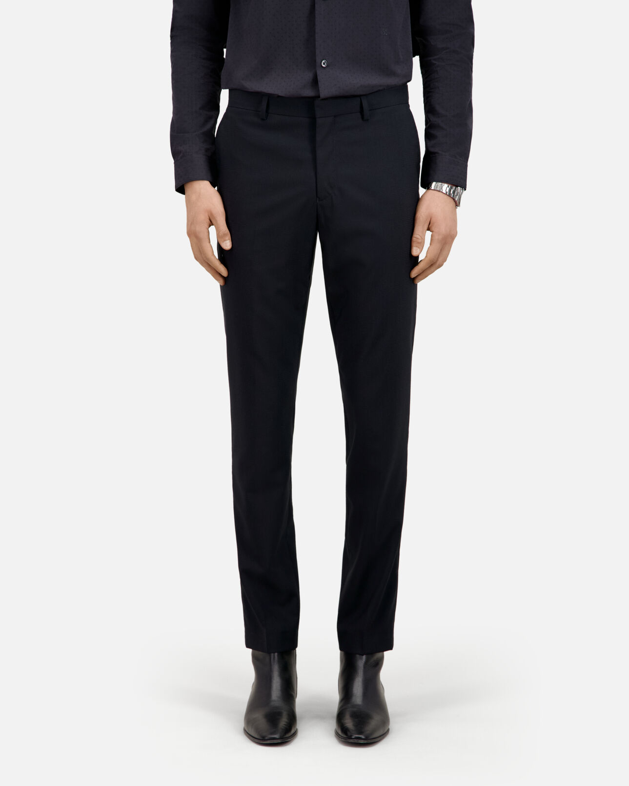 The Kooples MEN DARK NAVY prince of wales navy blue wool suit trousers