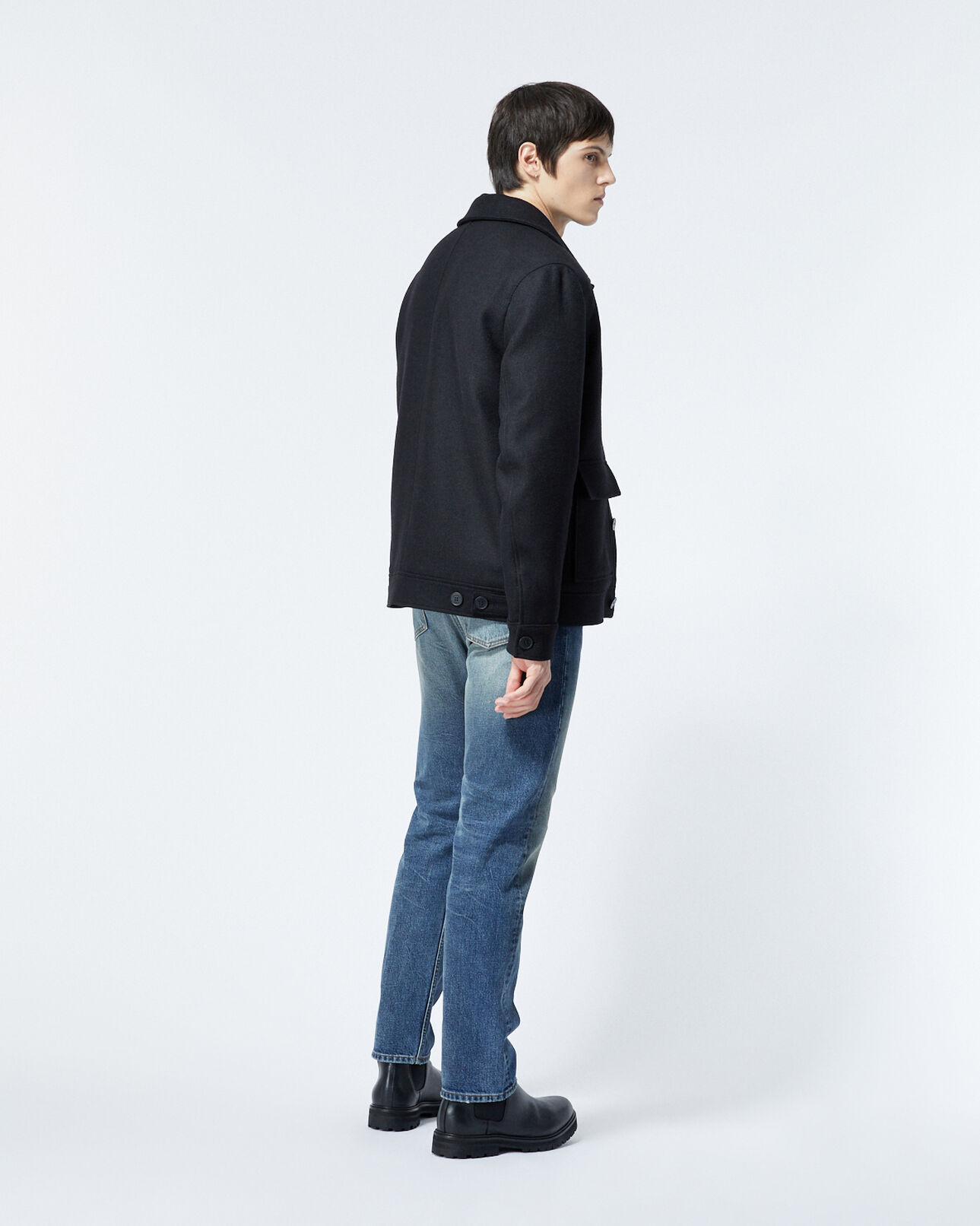 The Kooples HOMBRE BLACK chaqueta lana negra bolsillo pecho