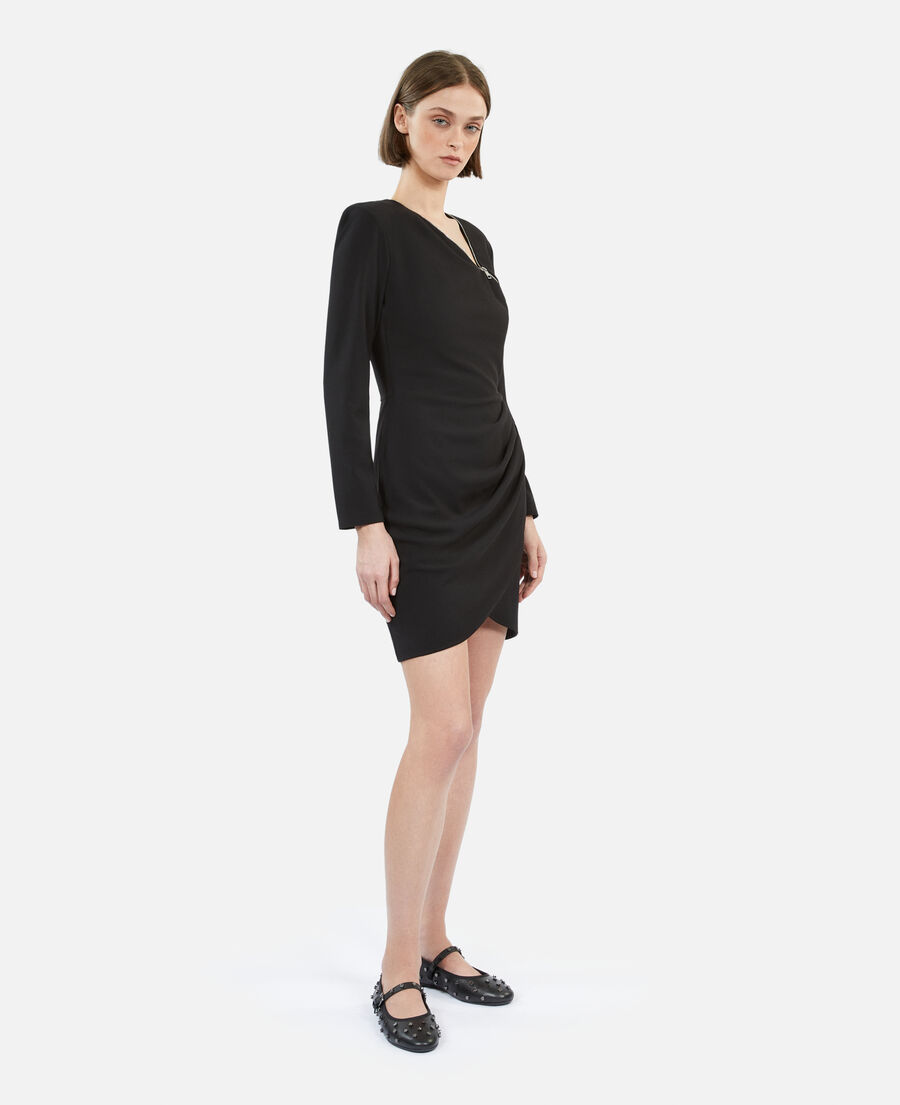 short black crepe dress with zipper