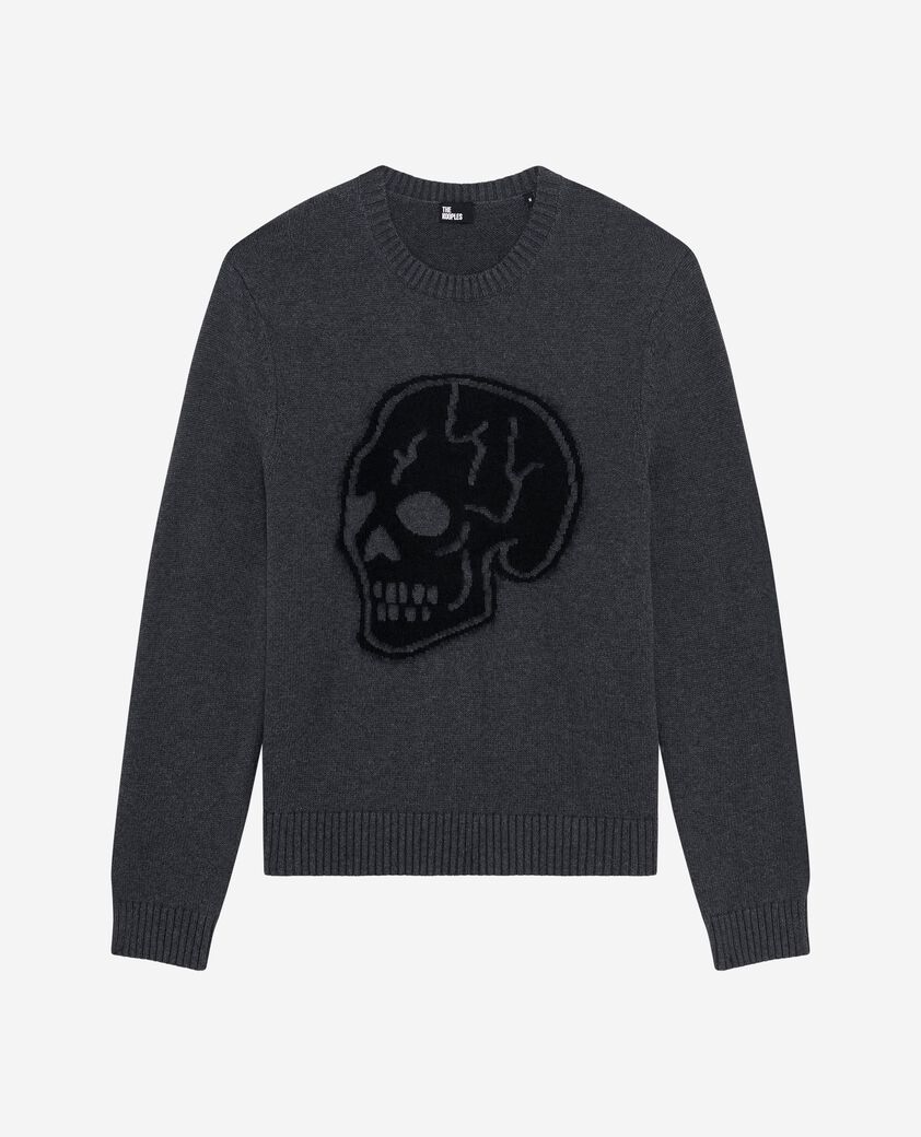 The Kooples MEN ANTHRACITE MELANGE dark grey skull sweater