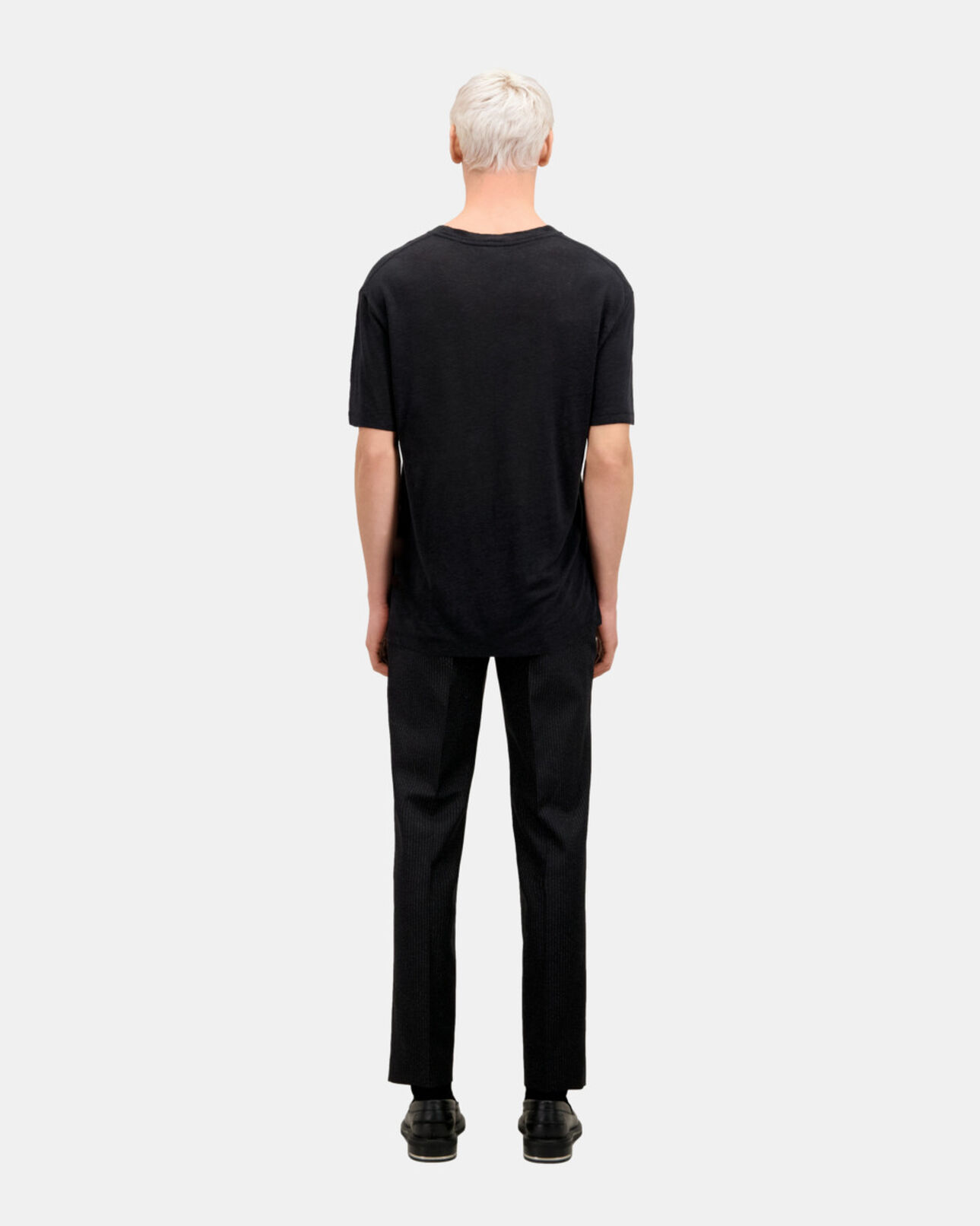 The Kooples HOMME BLACK t-shirt homme noir en lin avec blason