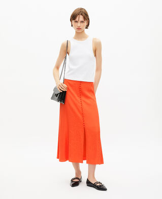The Kooples F ORANGE RED long skirt in orange jacquard