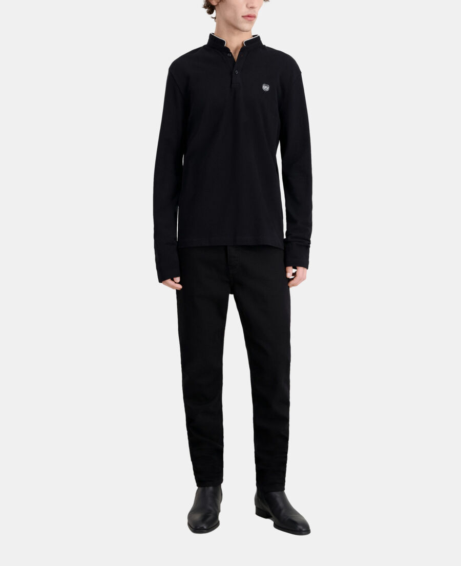 Black cotton polo t-shirt | The Kooples - US