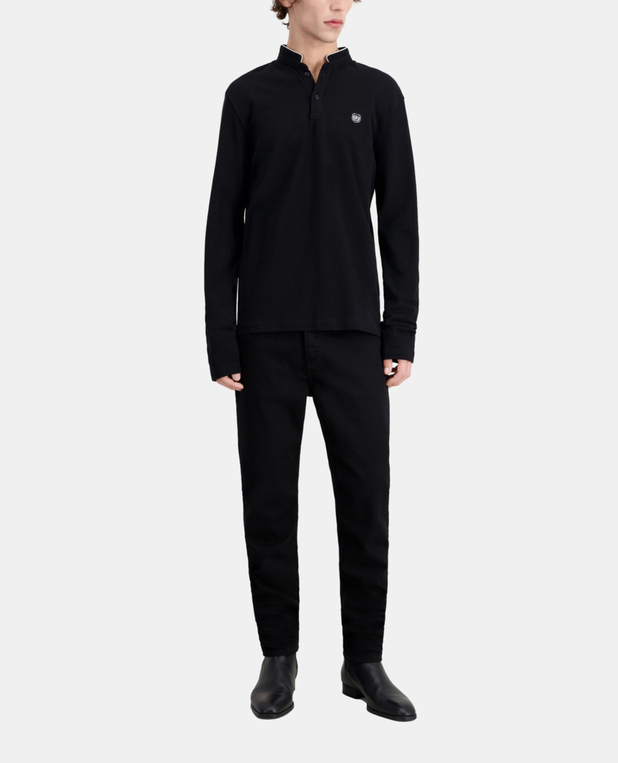 Black cotton polo t-shirt | The Kooples - US