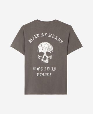 The Kooples HOMME GREY MELANGE t-shirt avec s&eacute;rigraphie skull gris