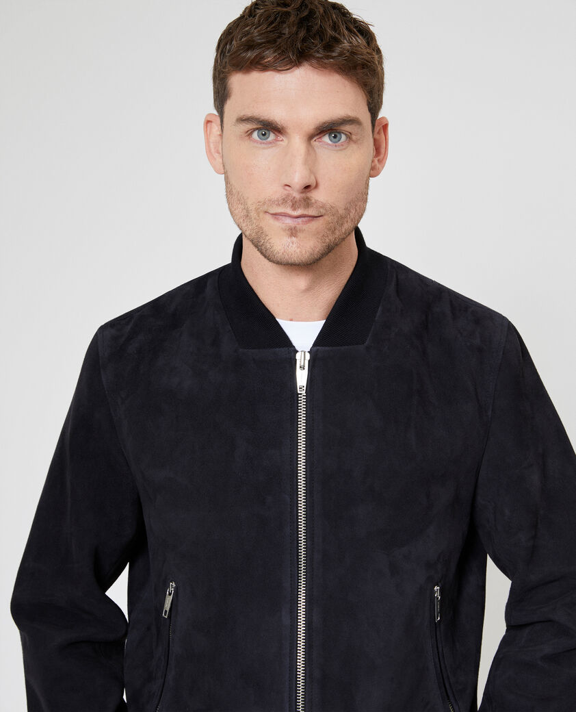 The Kooples MEN DARK NAVY blue suede bombers