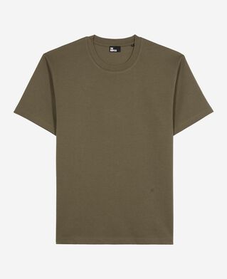 The Kooples H KAKI mixed t-shirt, straight, plain khaki