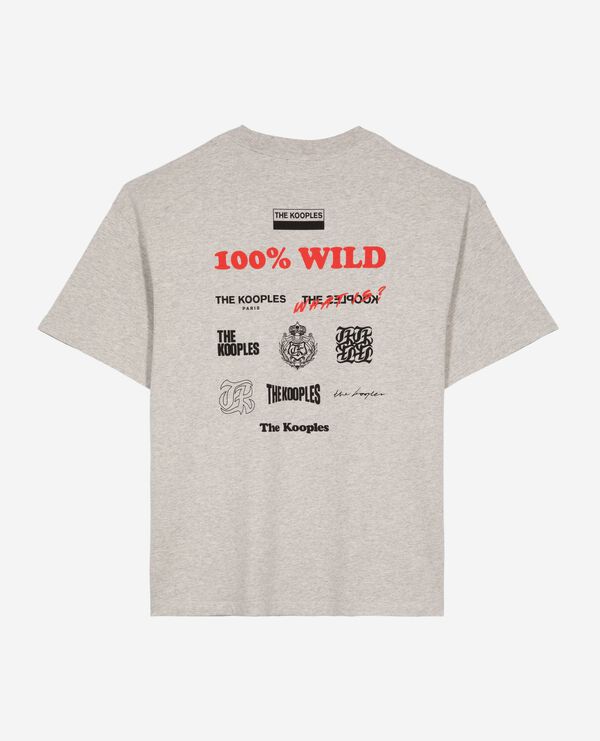 The Kooples HOMME LIGHT GREY MELANGE t-shirt à sérigraphie gris