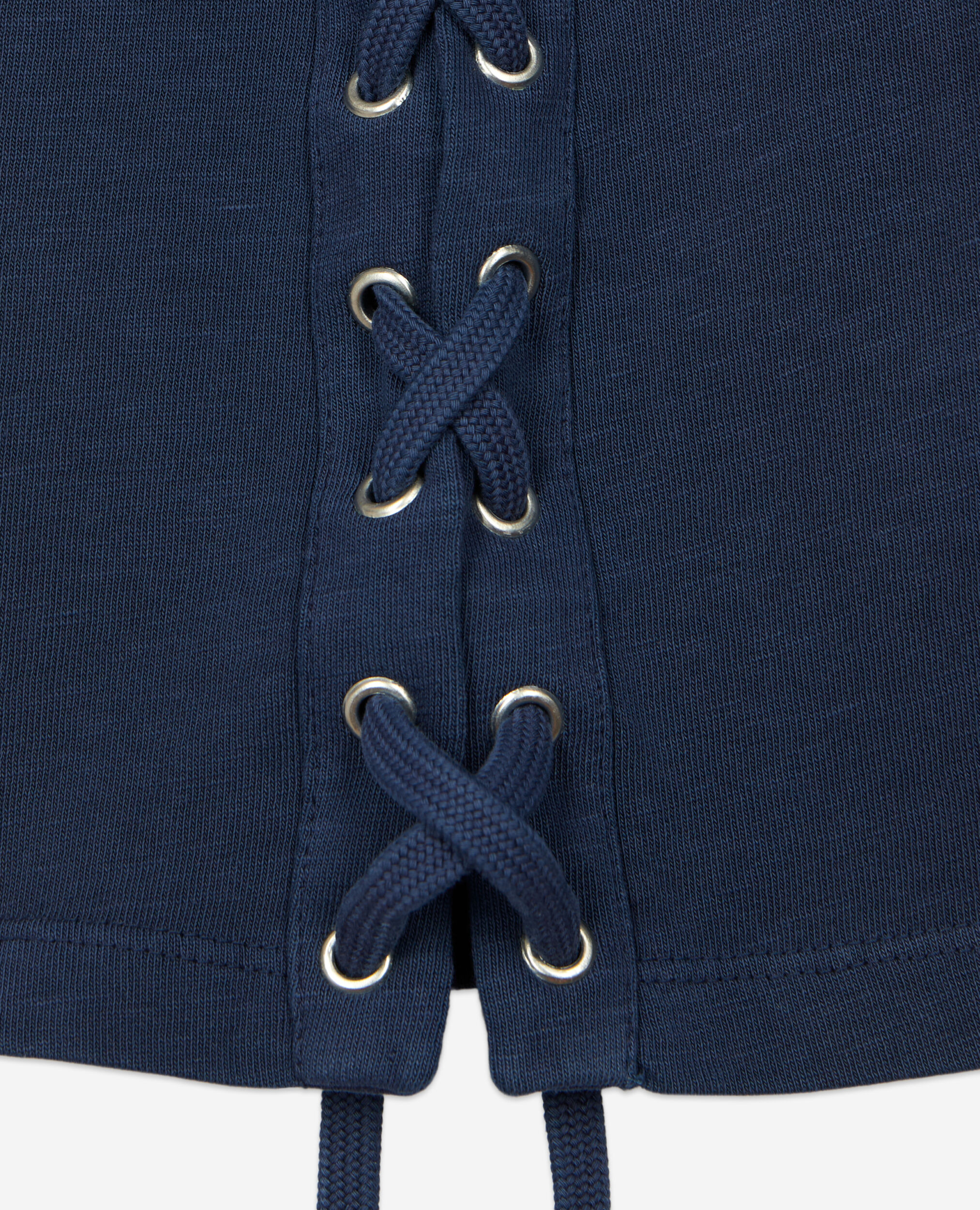 Marineblaues T-Shirt mit Schnürung und Eagle-Siebdruck, WASHED NAVY, hi-res image number null