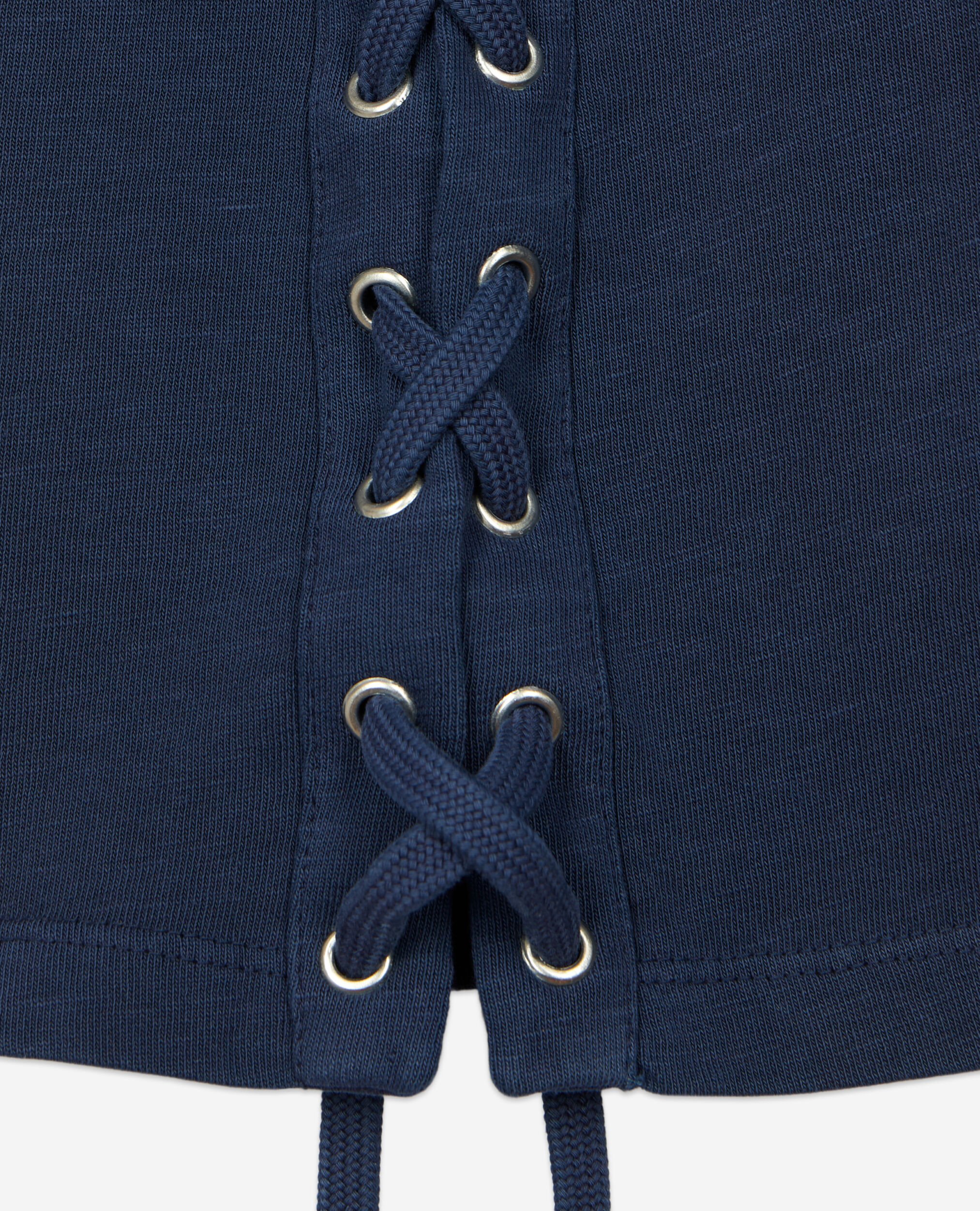 Marineblaues T-Shirt mit Schnürung und Eagle-Siebdruck, WASHED NAVY, hi-res image number null