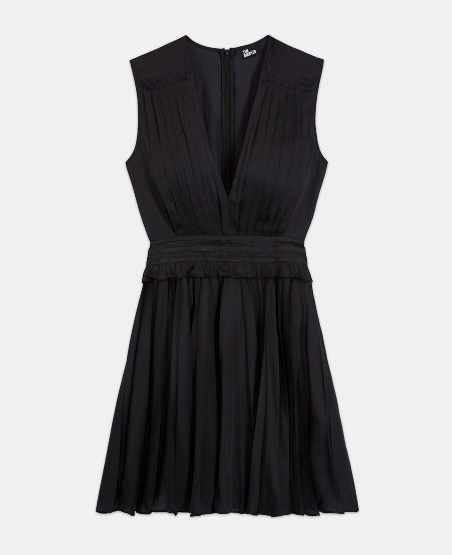The Kooples DAMEN BLACK schwarzes kurzes faltenkleid