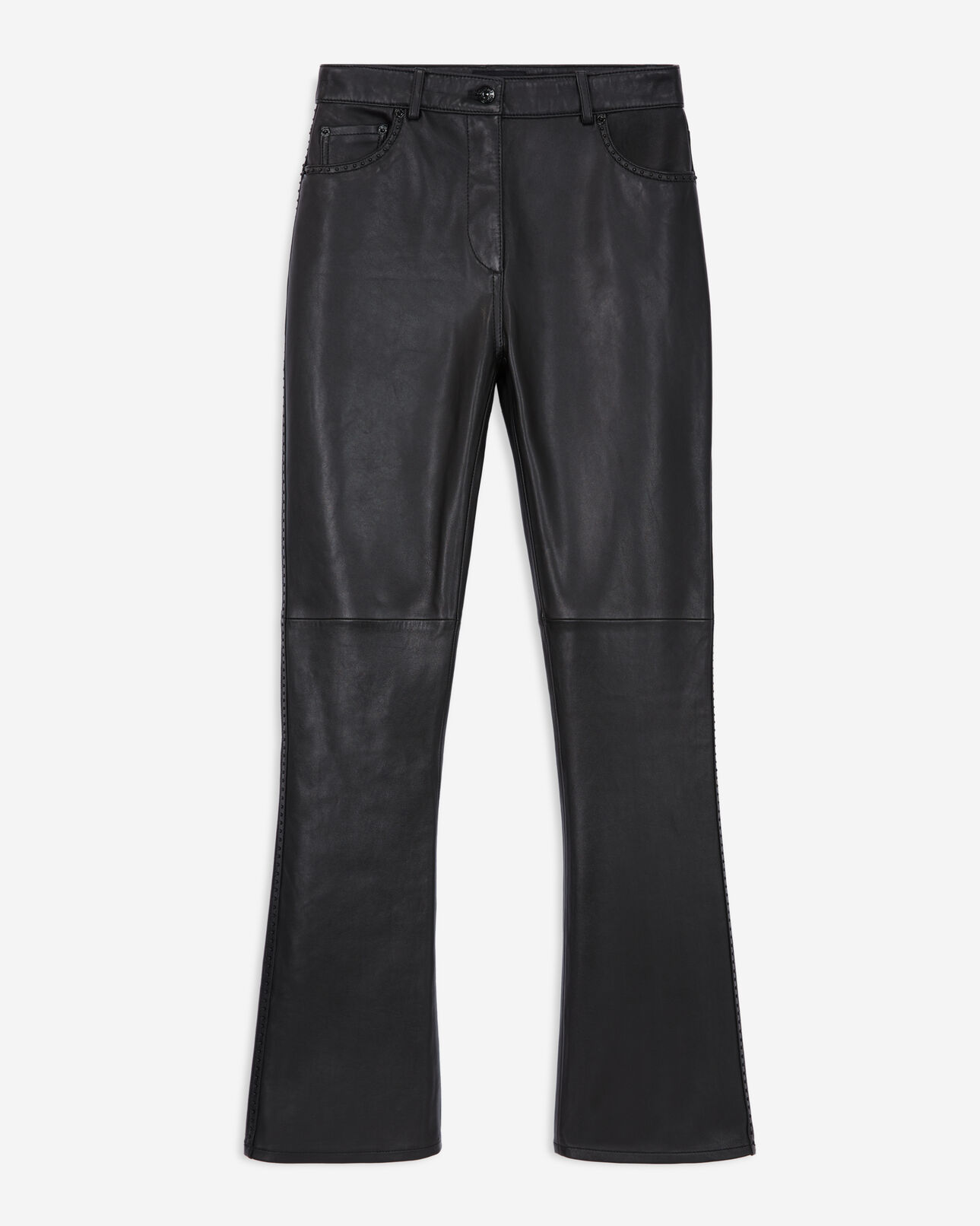The Kooples FEMME BLACK pantalon en cuir à studs noir