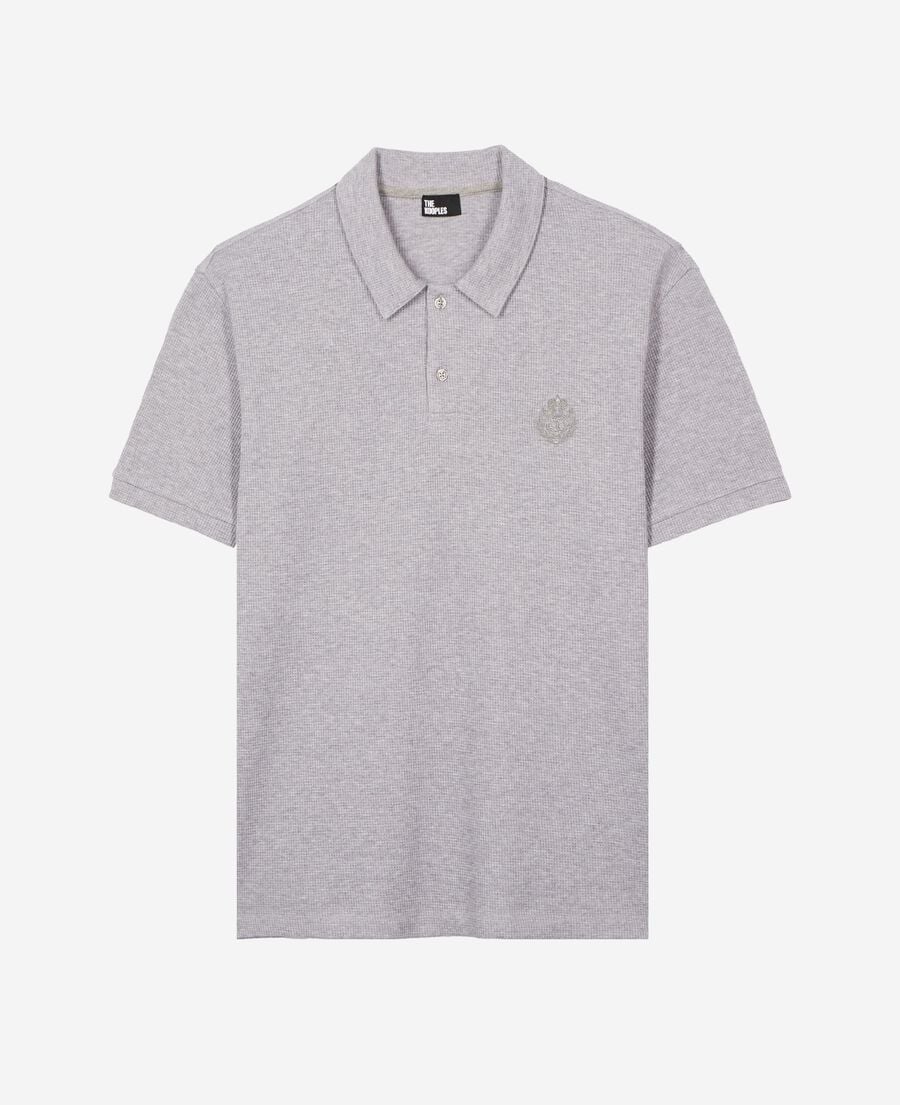 The Kooples H GREY MELANGE honeycomb polo shirt with grey crest