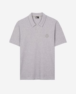 The Kooples H GREY MELANGE honeycomb polo shirt with grey crest