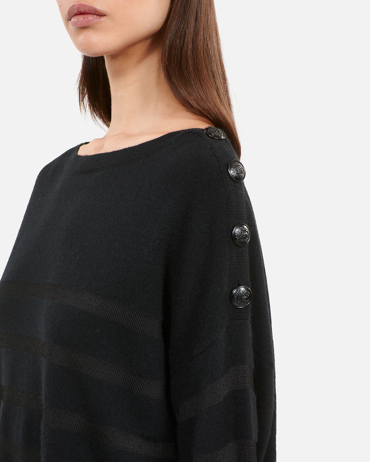 The Kooples FEMME BLACK pull en laine et cachemire à rayures