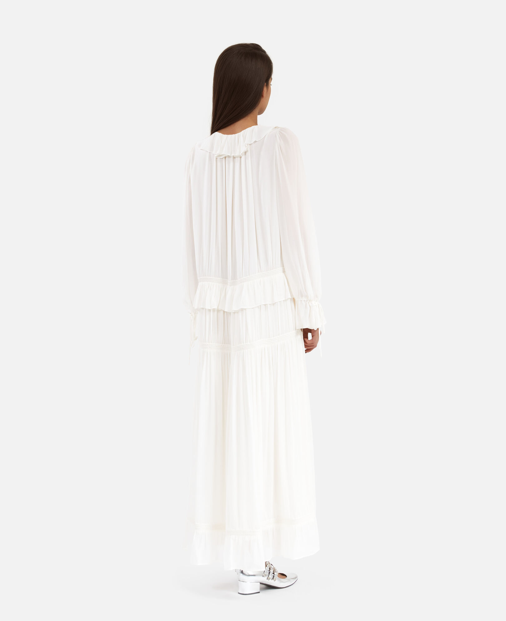 The Kooples WOMEN ECRU pussy bow collar ecru dress