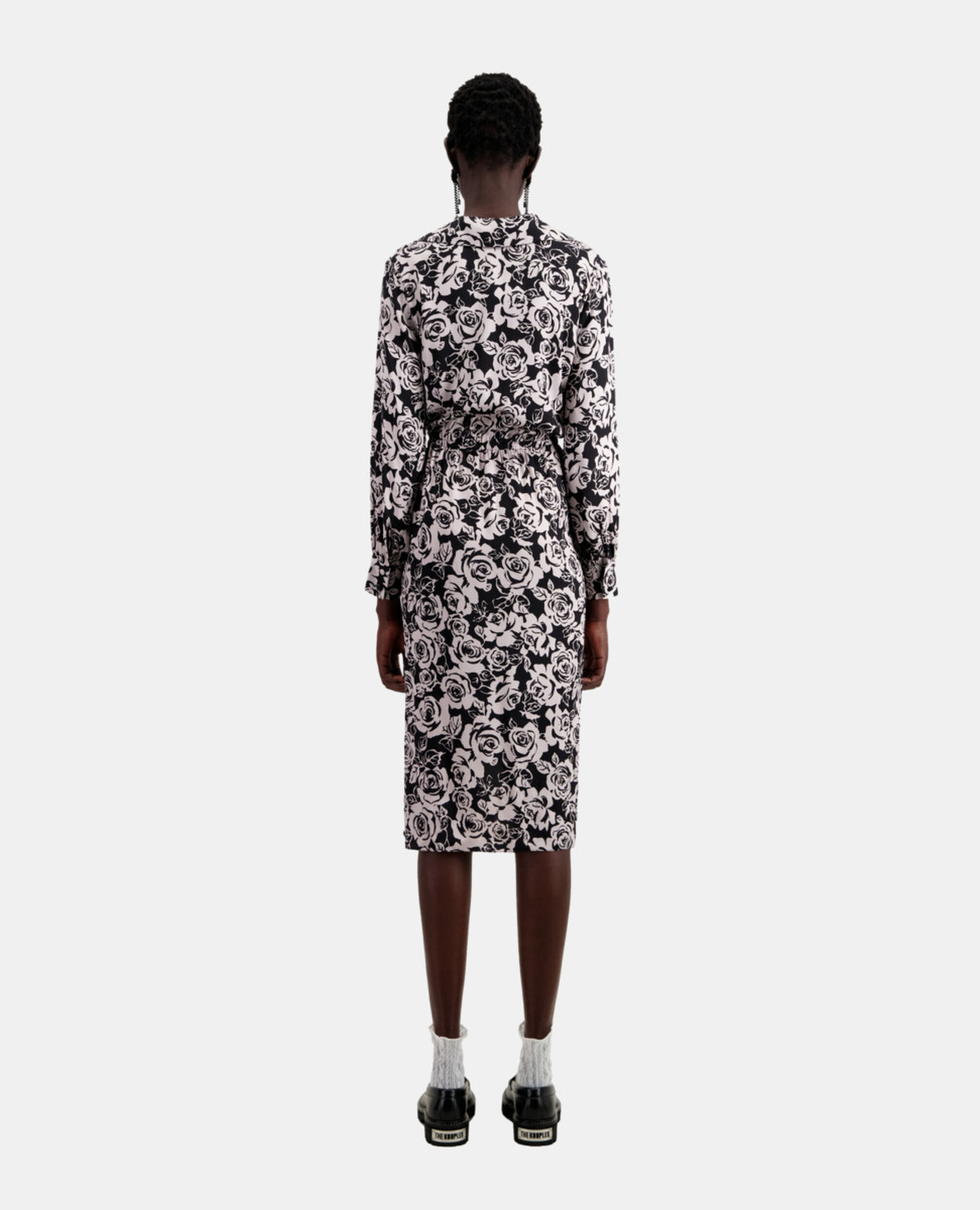 Robe mi-longue imprimée, BLACK / PINK, hi-res image number null