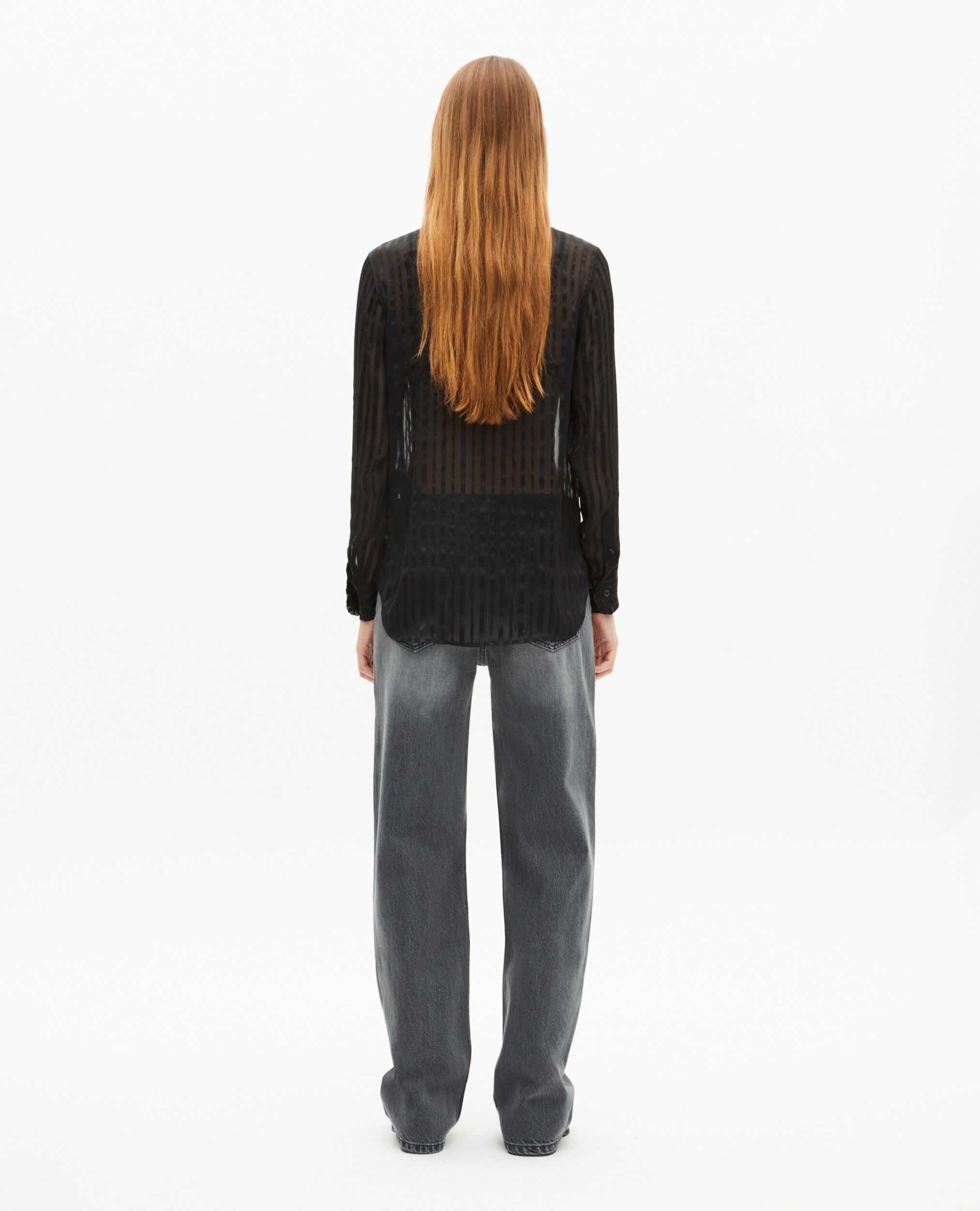 Black silk shirt, BLACK, hi-res image number null