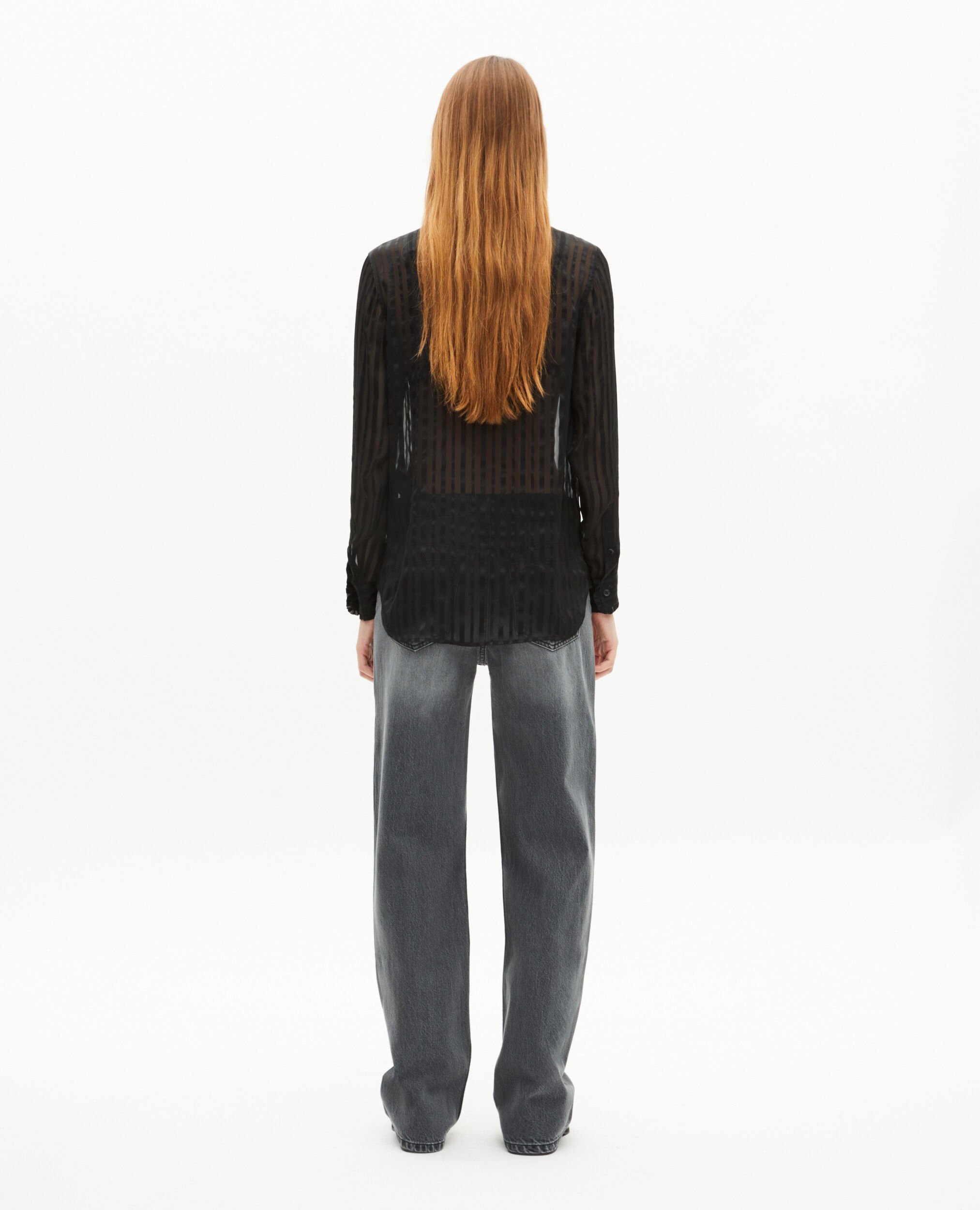 Black silk shirt, BLACK, hi-res image number null