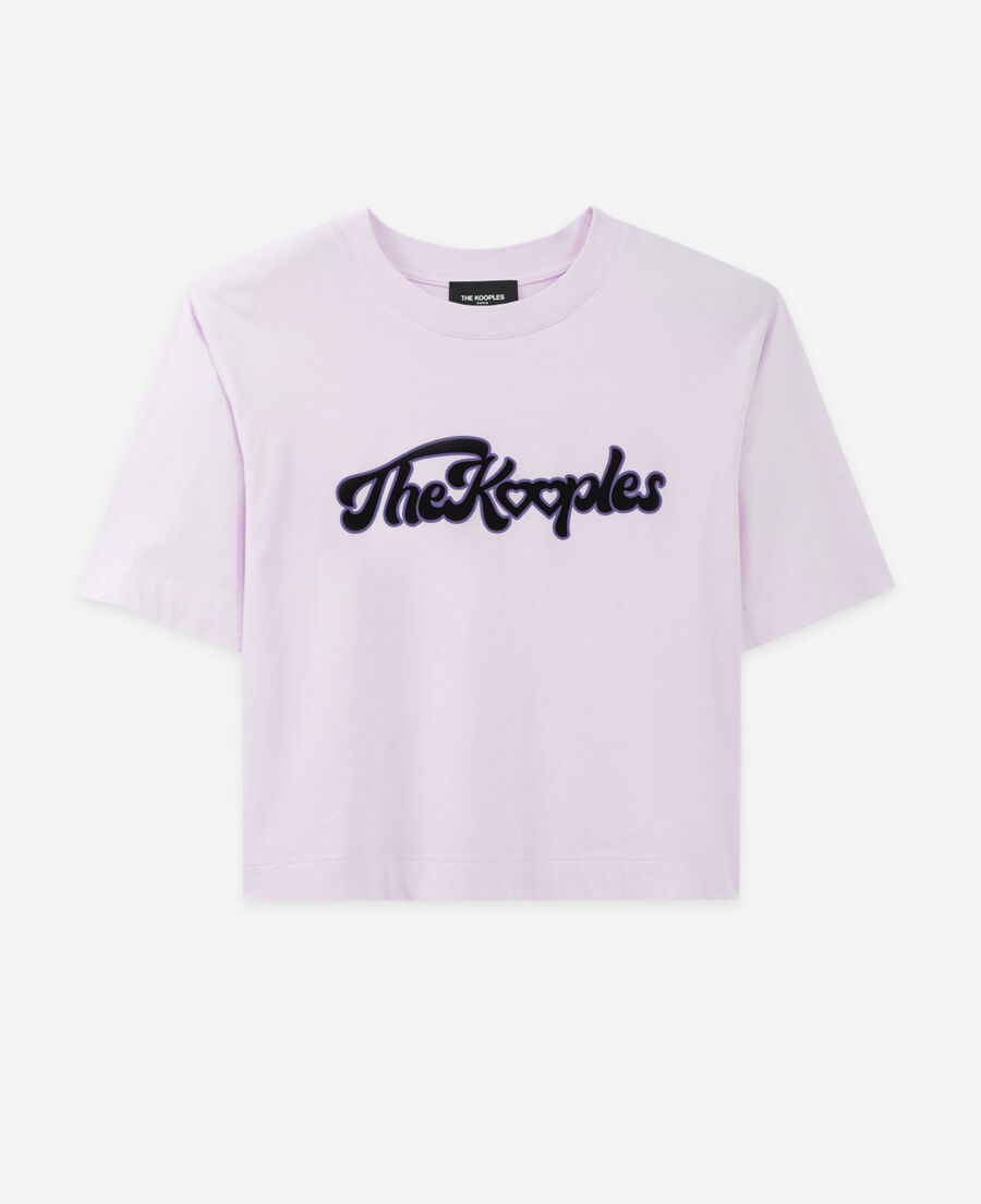 Pink cotton T-shirt with The Kooples logo | The Kooples - UK