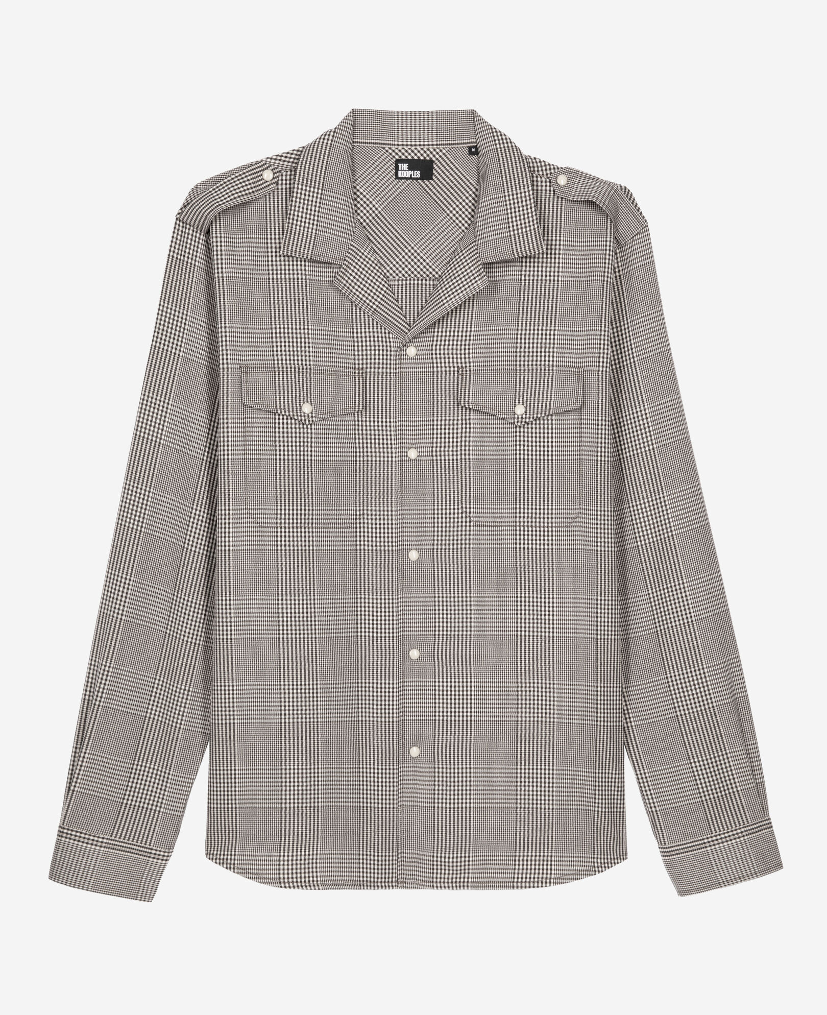 The Kooples MEN BLACK WHITE black and white prince of wales print shirt