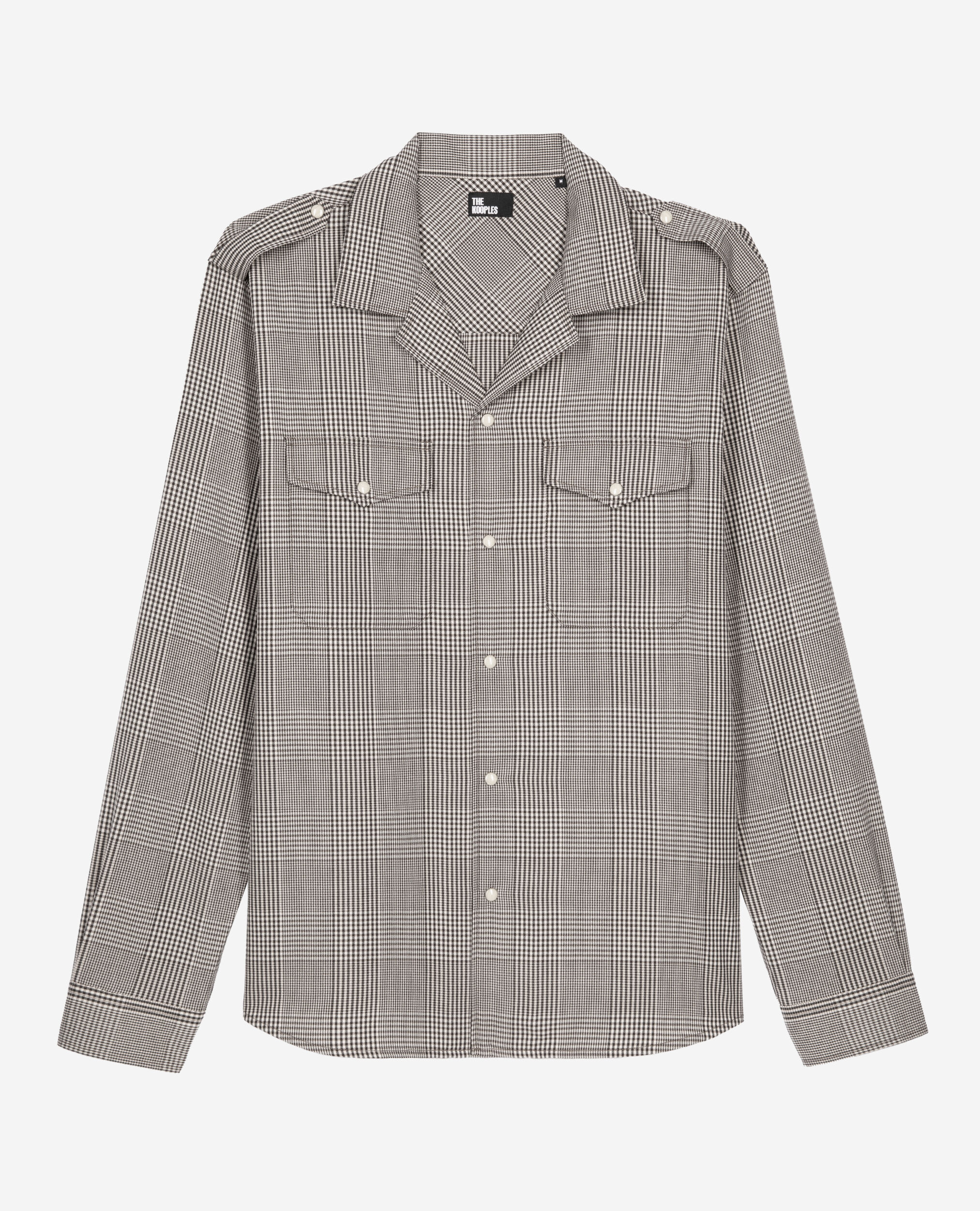 Black and white Prince of Wales print shirt, BLACK WHITE, hi-res image number null