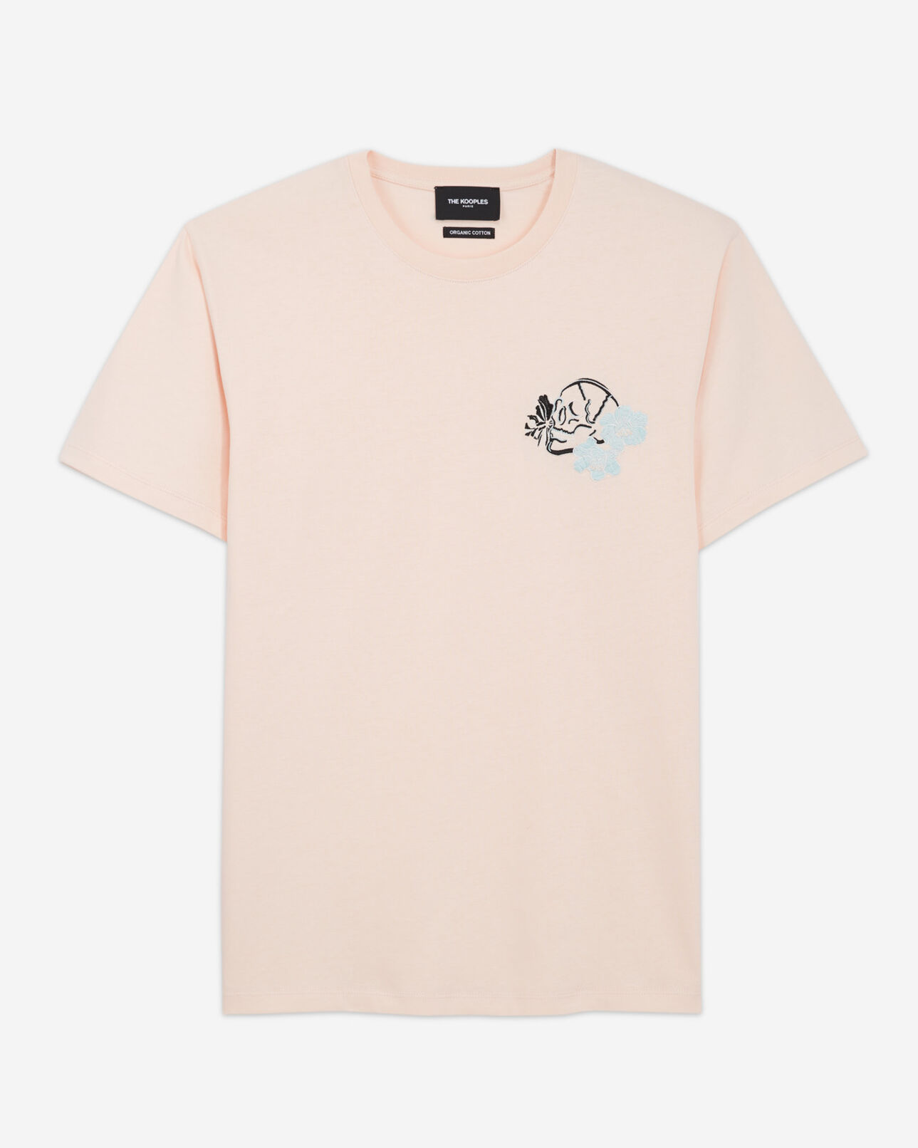 The Kooples HOMME PINK t-shirt rose imprimé tête de mort et fleurs