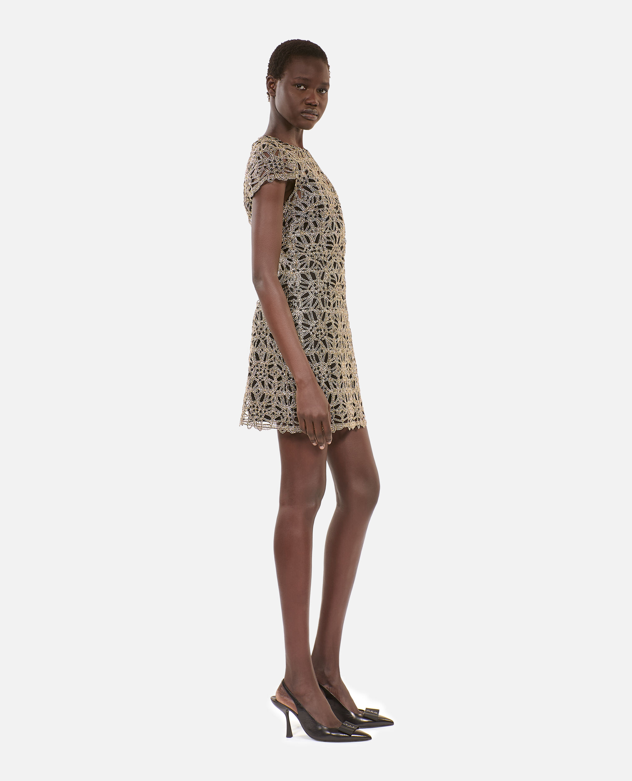 Robe courte en guipure doree The Kooples France