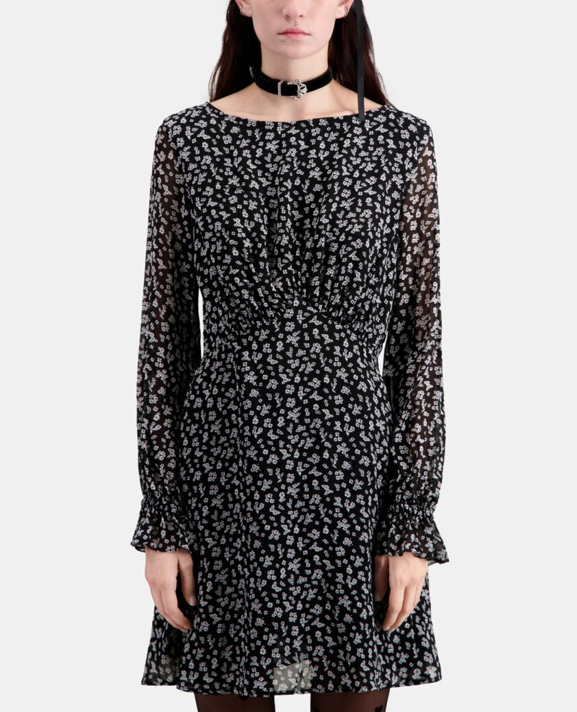 The Kooples FEMME BLACK-ECRU robe courte imprimée