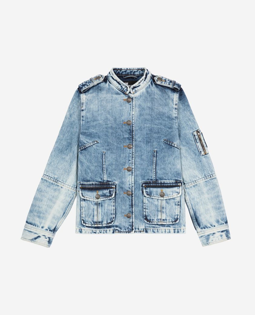 The Kooples DAMEN BABY BLUE jacke im offiziersstil aus denim