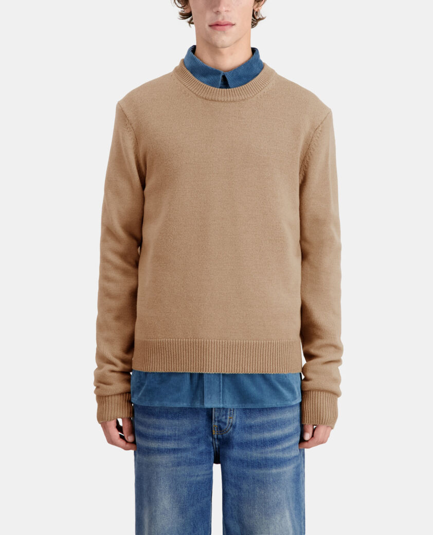 The Kooples HOMME BROWN-BEIGE pull marron en laine