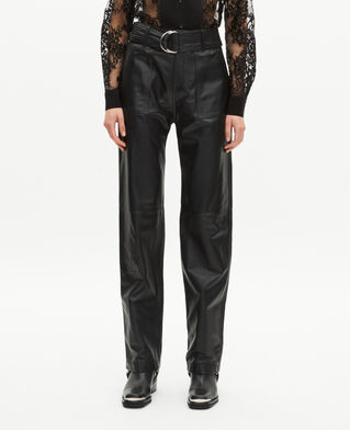 The Kooples WOMEN BLACK straight-leg leather pants