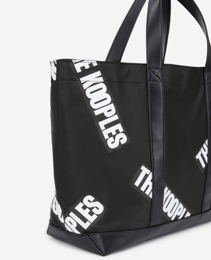 The Kooples WOMEN BLACK large black tote bag with tape logo