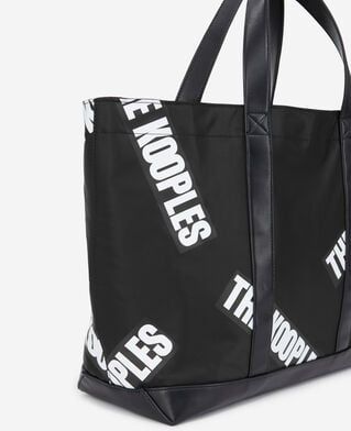 The Kooples WOMEN BLACK large black tote bag with tape logo
