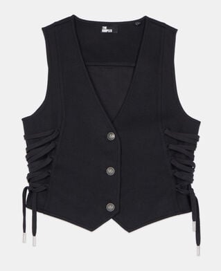 The Kooples FEMME BLACK gilet avec la&ccedil;age noir
