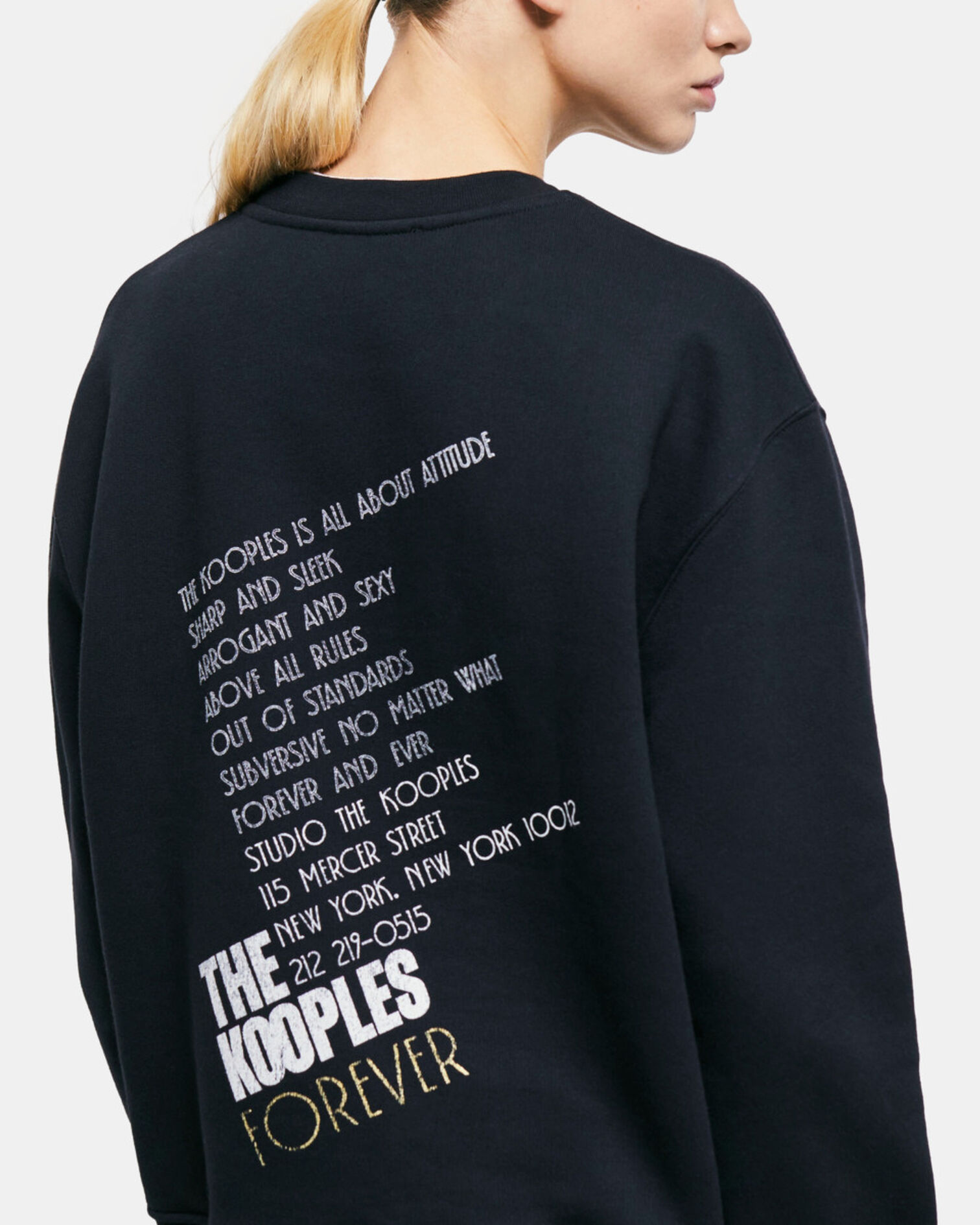 Black screen print sweatshirt, BLACK-ANTIC GOLD, hi-res image number null