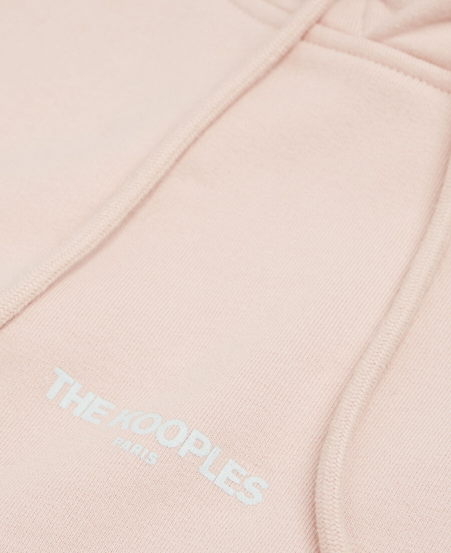 pink cotton hoodie with logo on the chest