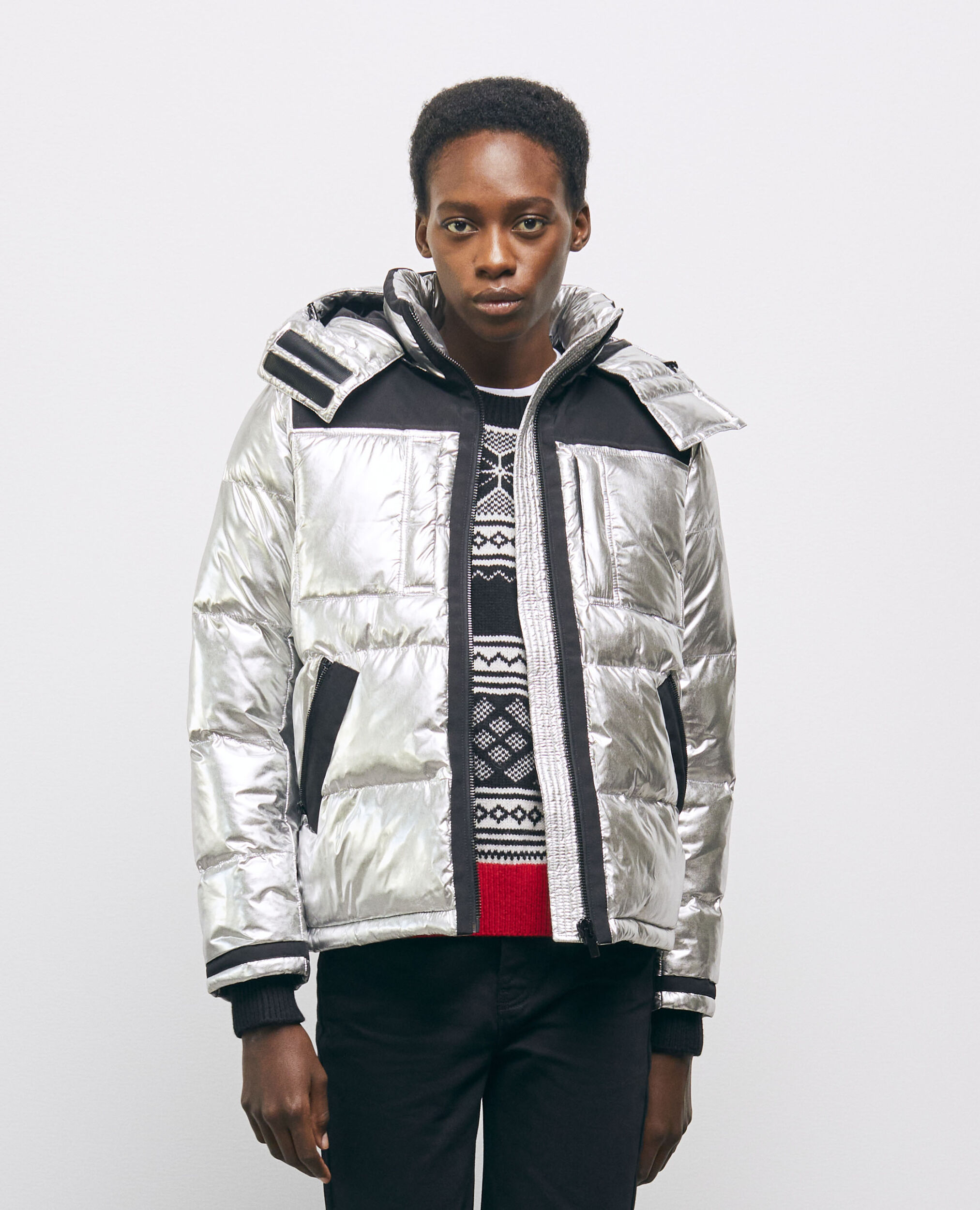 Silver bubble jacket mens top