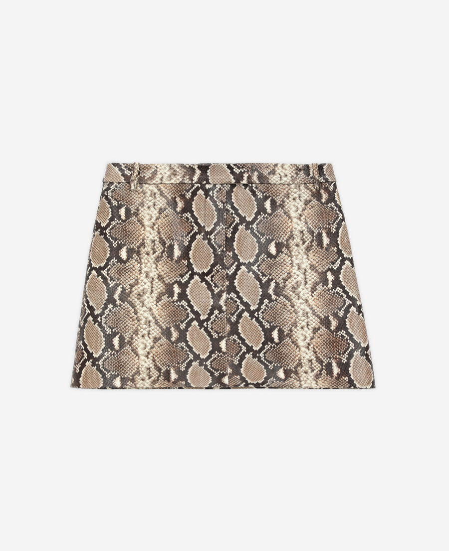 The Kooples WOMEN PYTHON BEIGE snakeskin-effect leather skirt