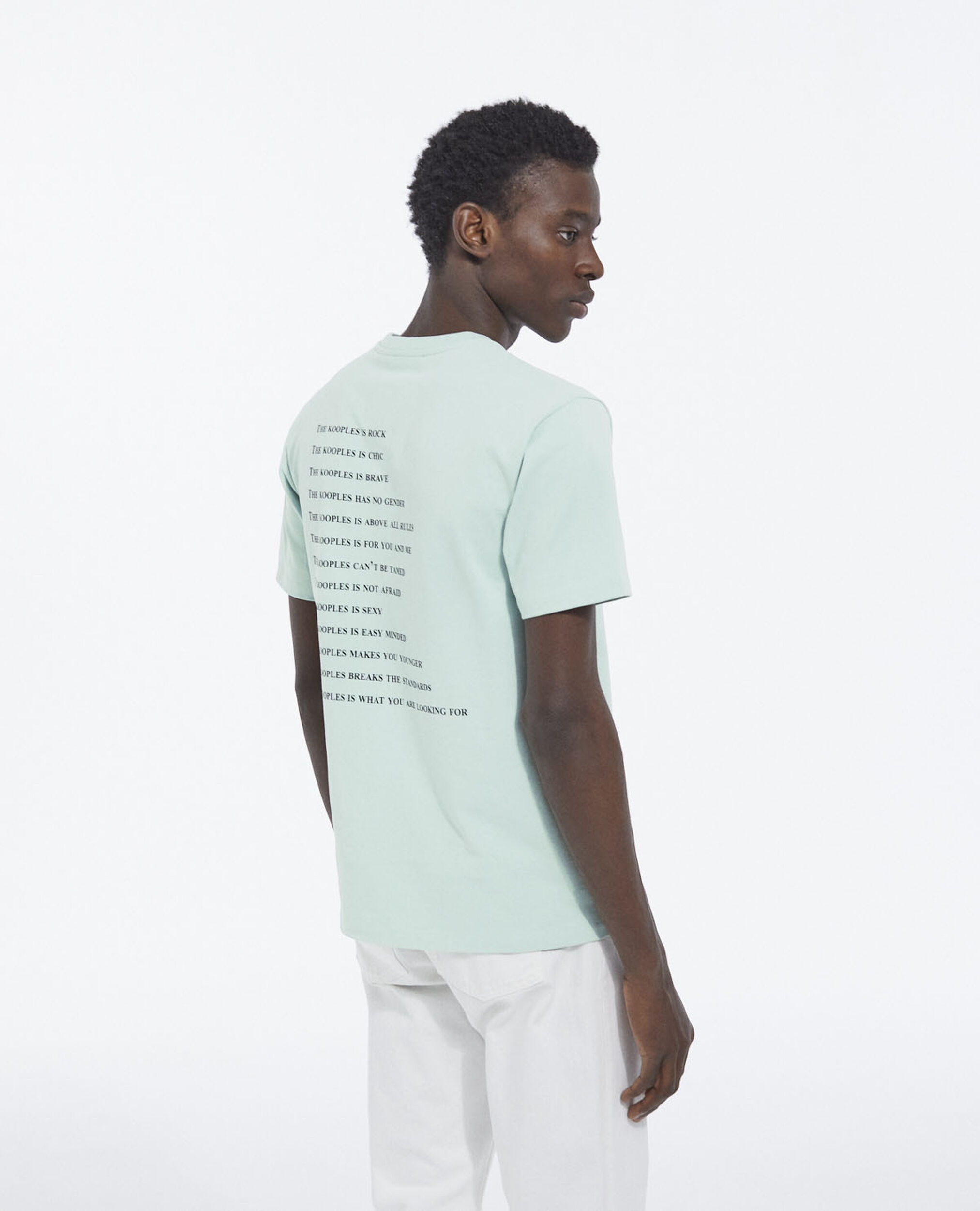 Green T-shirt with What is The Kooples detail, GRIS BLEU, hi-res image number null