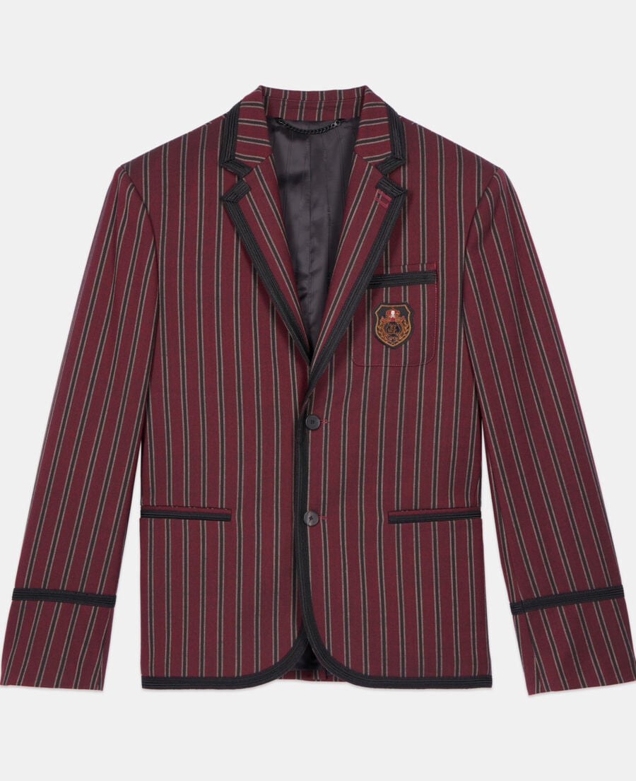 The Kooples HOMME BLACK - RED veste &agrave; rayures en laine m&eacute;lang&eacute;e