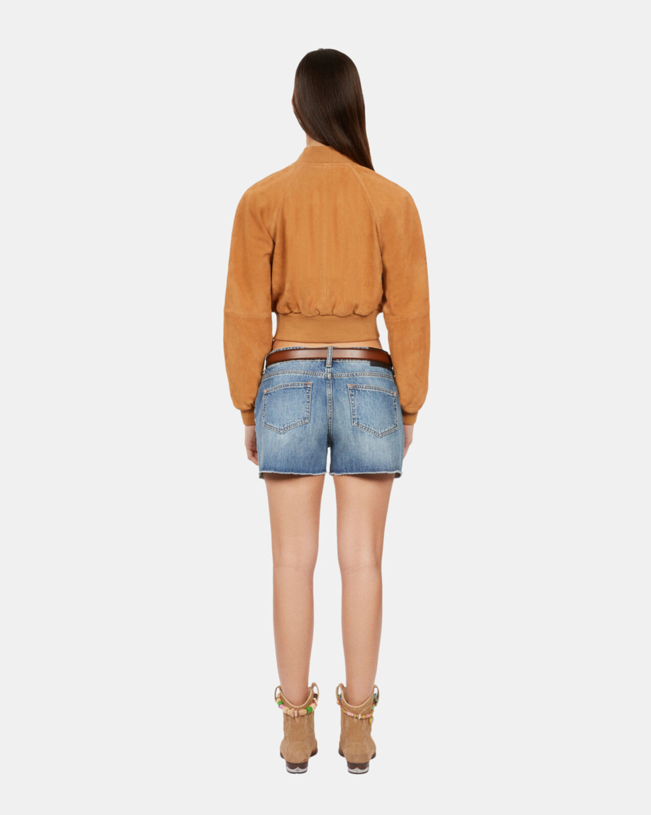 The Kooples WOMEN CAMEL camel suede leather jacket