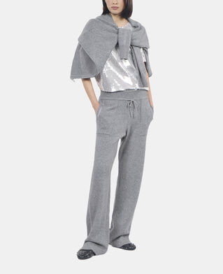 The Kooples FEMME MIDDLE GREY MEL pantalon en laine et cachemire gris
