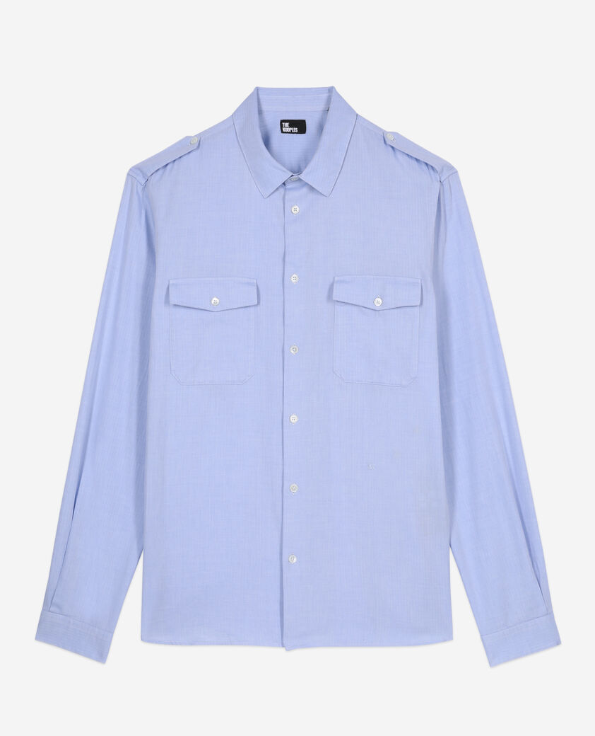 The Kooples HOMME LIGHT BLUE chemise chevron bleu ciel