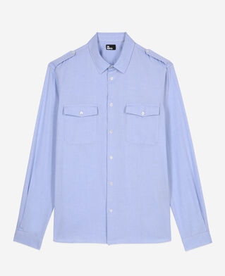 The Kooples HERREN LIGHT BLUE himmelblaues chevron-hemd