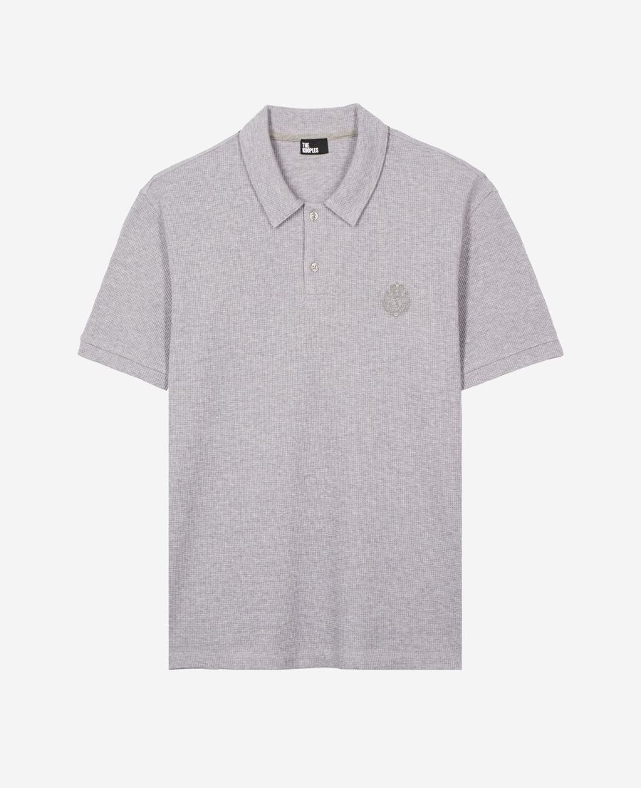 The Kooples H GREY MELANGE honeycomb polo shirt with grey crest