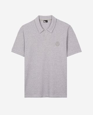 The Kooples H GREY MELANGE honeycomb polo shirt with grey crest